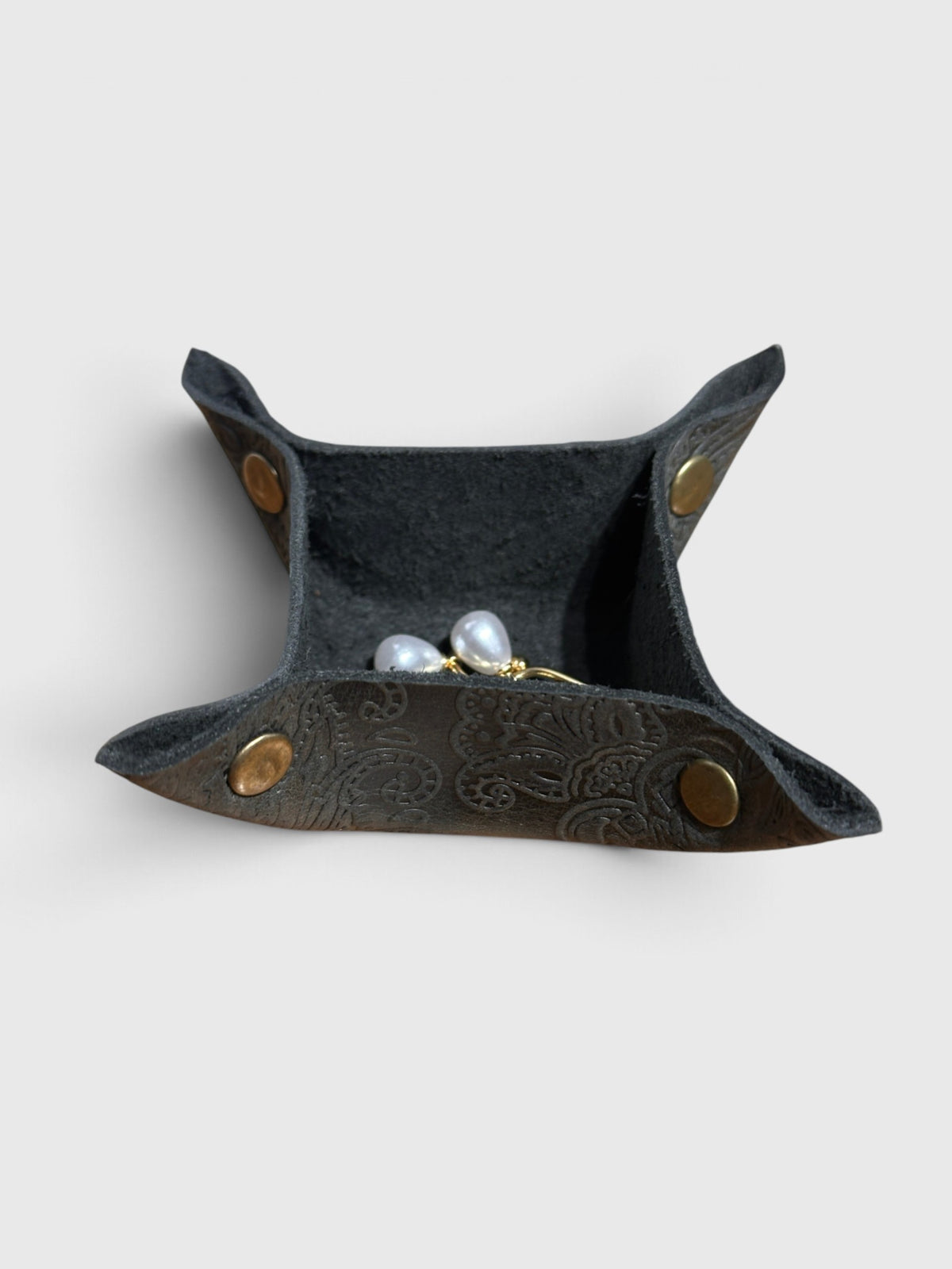Leather jewelry tray - Black