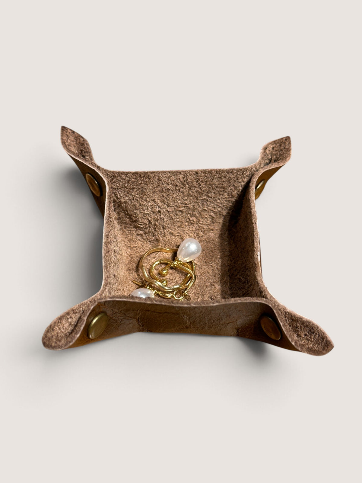Leather jewelry tray - Light Brown