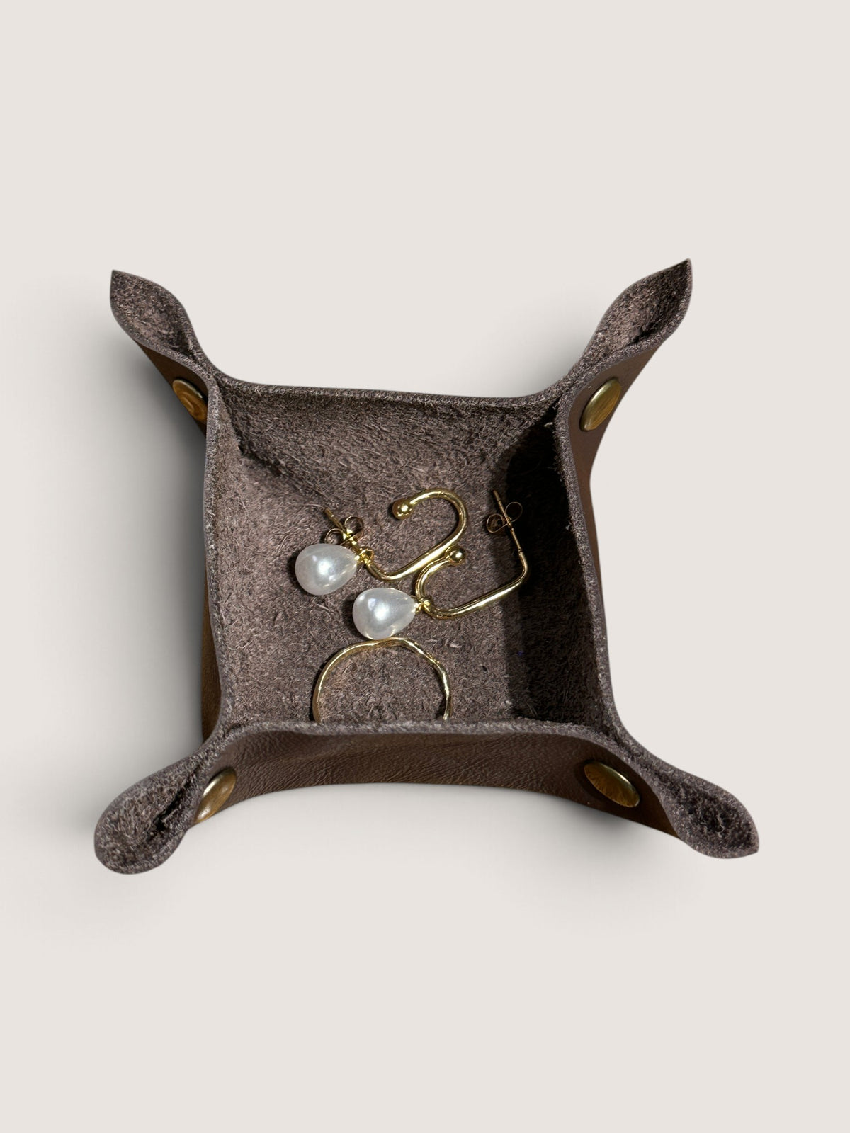Leather jewelry tray - Dark Brown