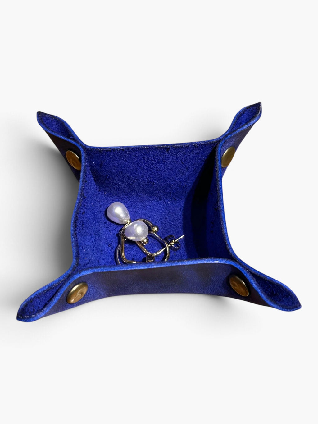 Leather jewelry tray - Cobalt Blue