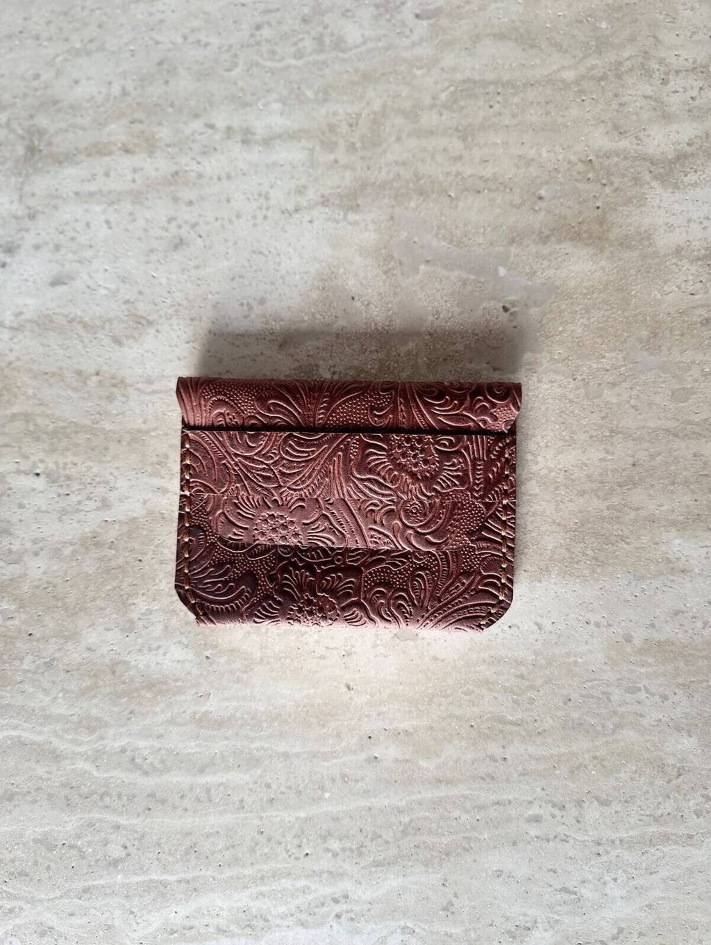 Handmade Embossed Leather Card Holder Wallet