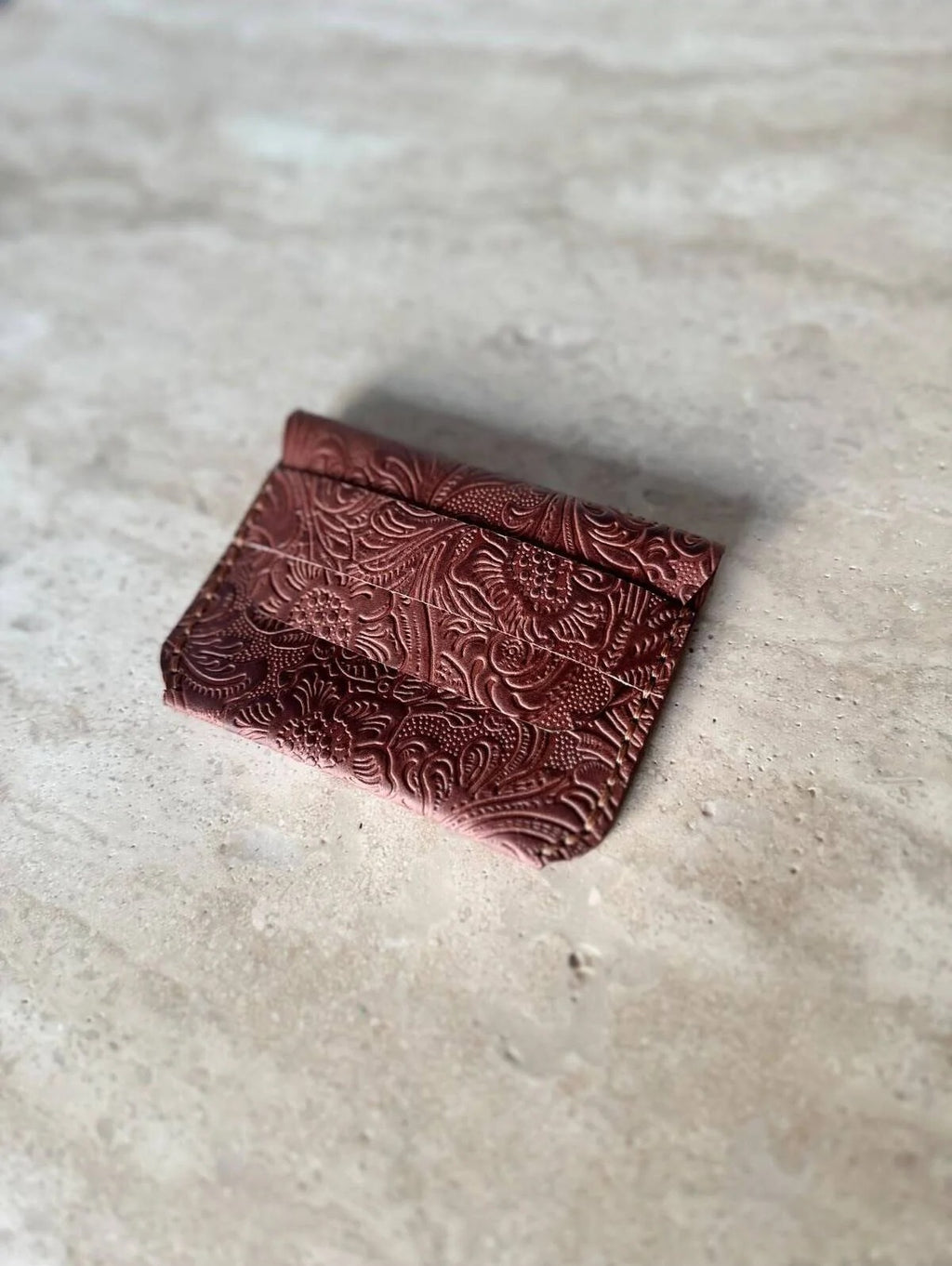 Handmade Embossed Leather Card Holder Wallet