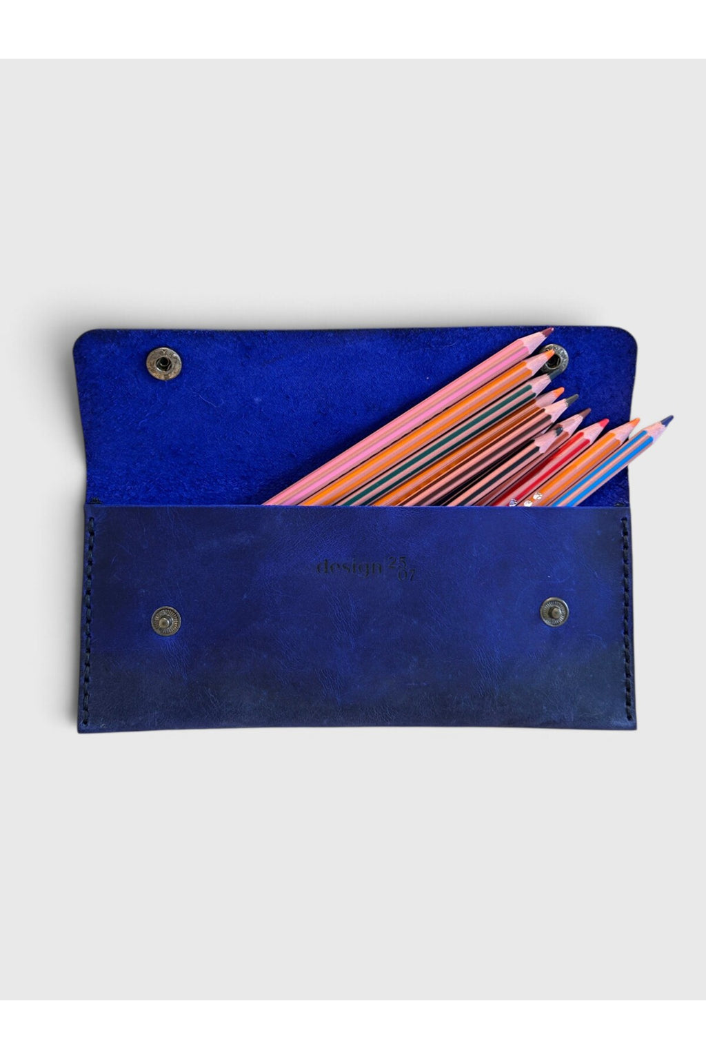 Handmade Leather Pencil Case - Cobalt Blue