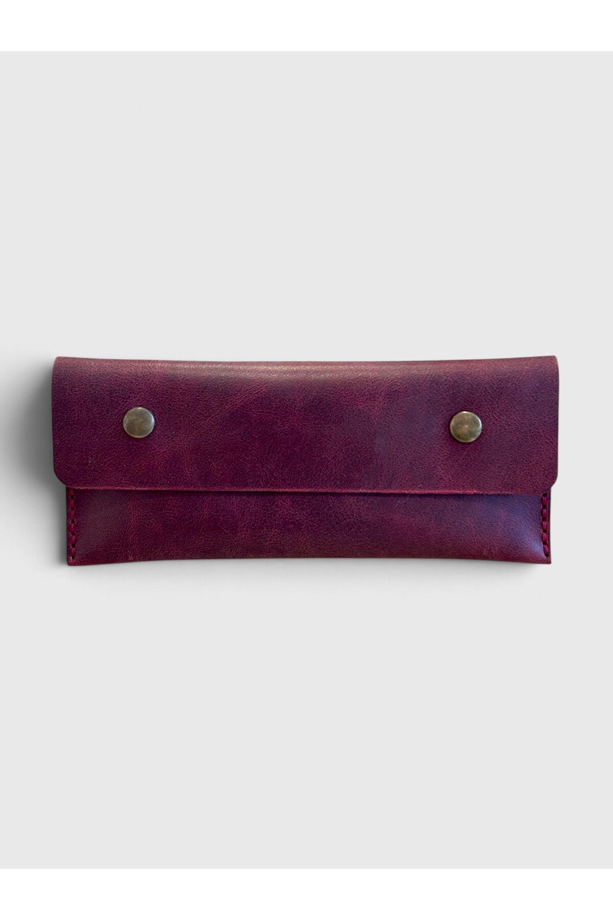 Handmade Leather Pencil Case - Burgundy