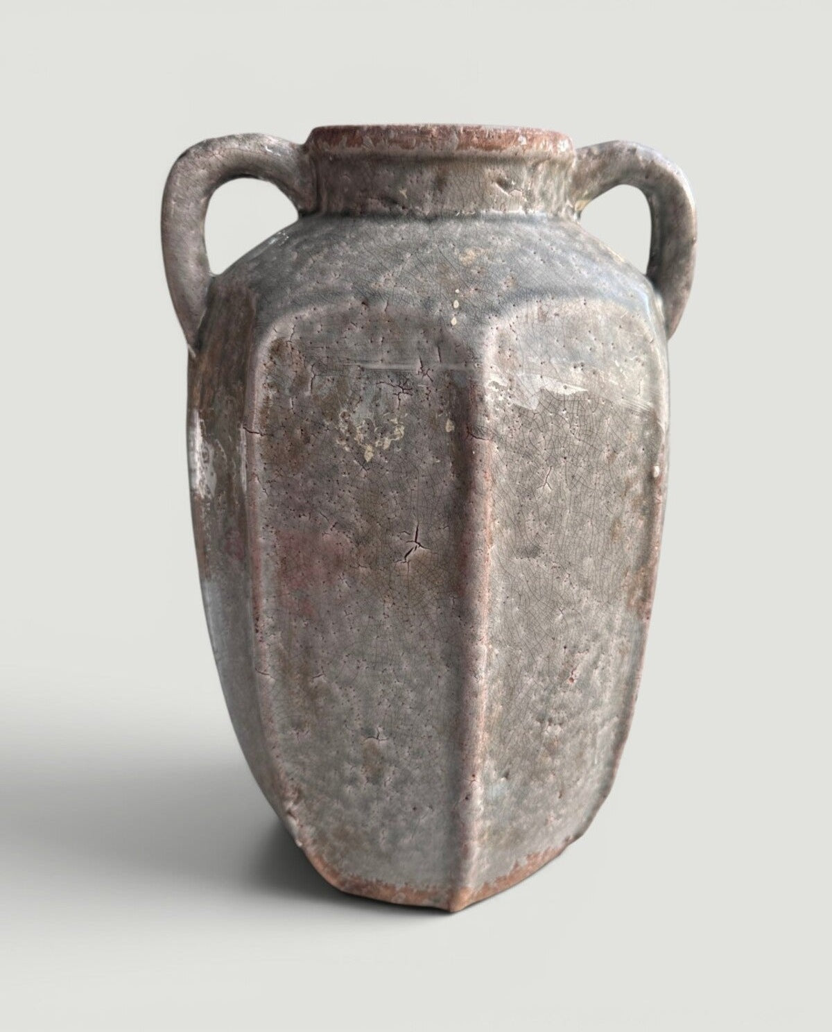 Handmade Two-Handled Ceramic Vase, Rustic Amphora Decorative Vase