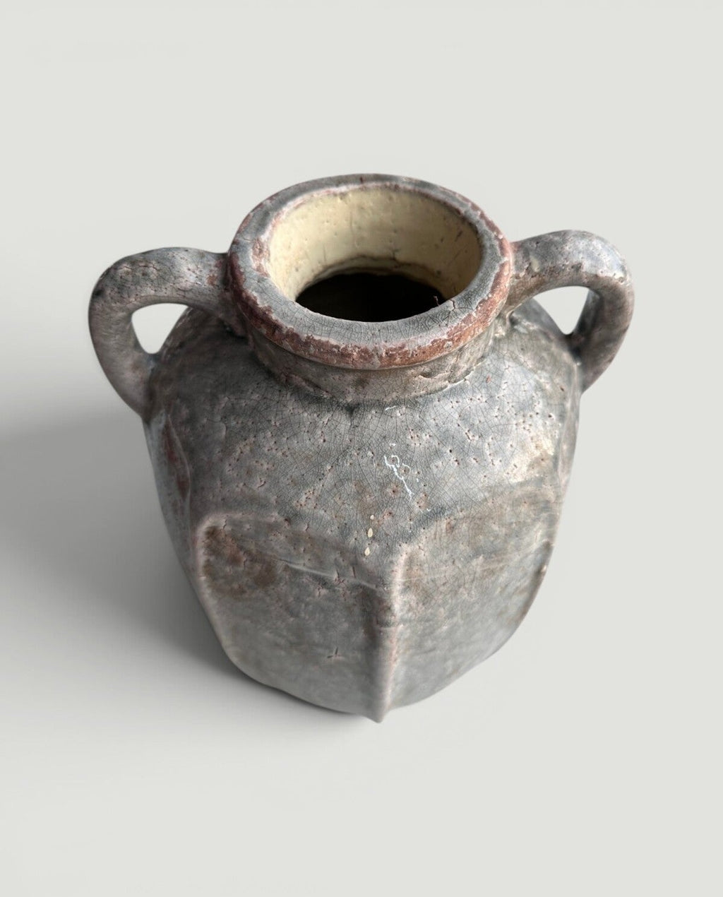 Handmade Two-Handled Ceramic Vase, Rustic Amphora Decorative Vase