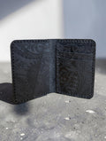 Handmade Vertical Paisley Embossed Leather Card Holder