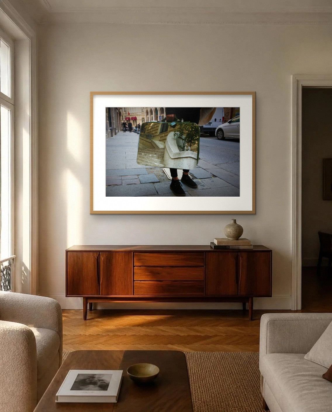 Stone Steps — framed fine art print shown in a room (illustration; ships unframed)