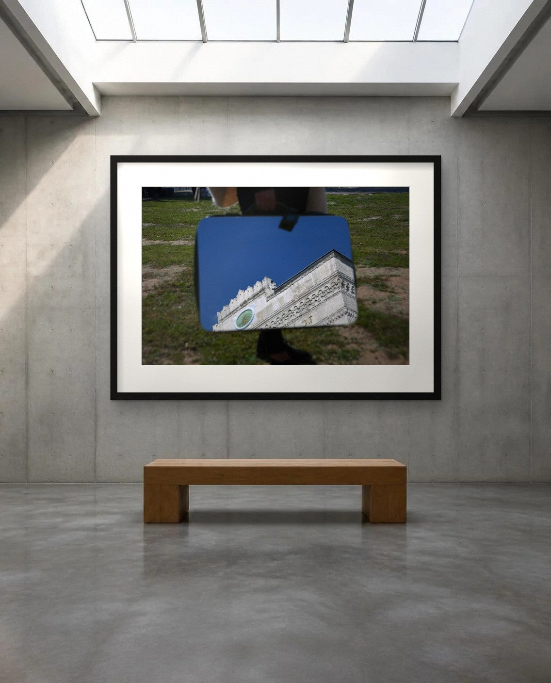 Stone Facade — framed fine art print shown in a room (illustration; ships unframed)