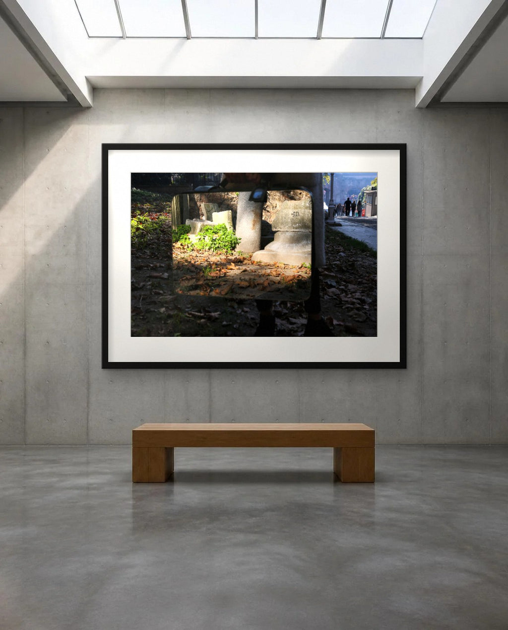 Stones and Leaves — framed fine art print shown in a room (illustration; ships unframed)