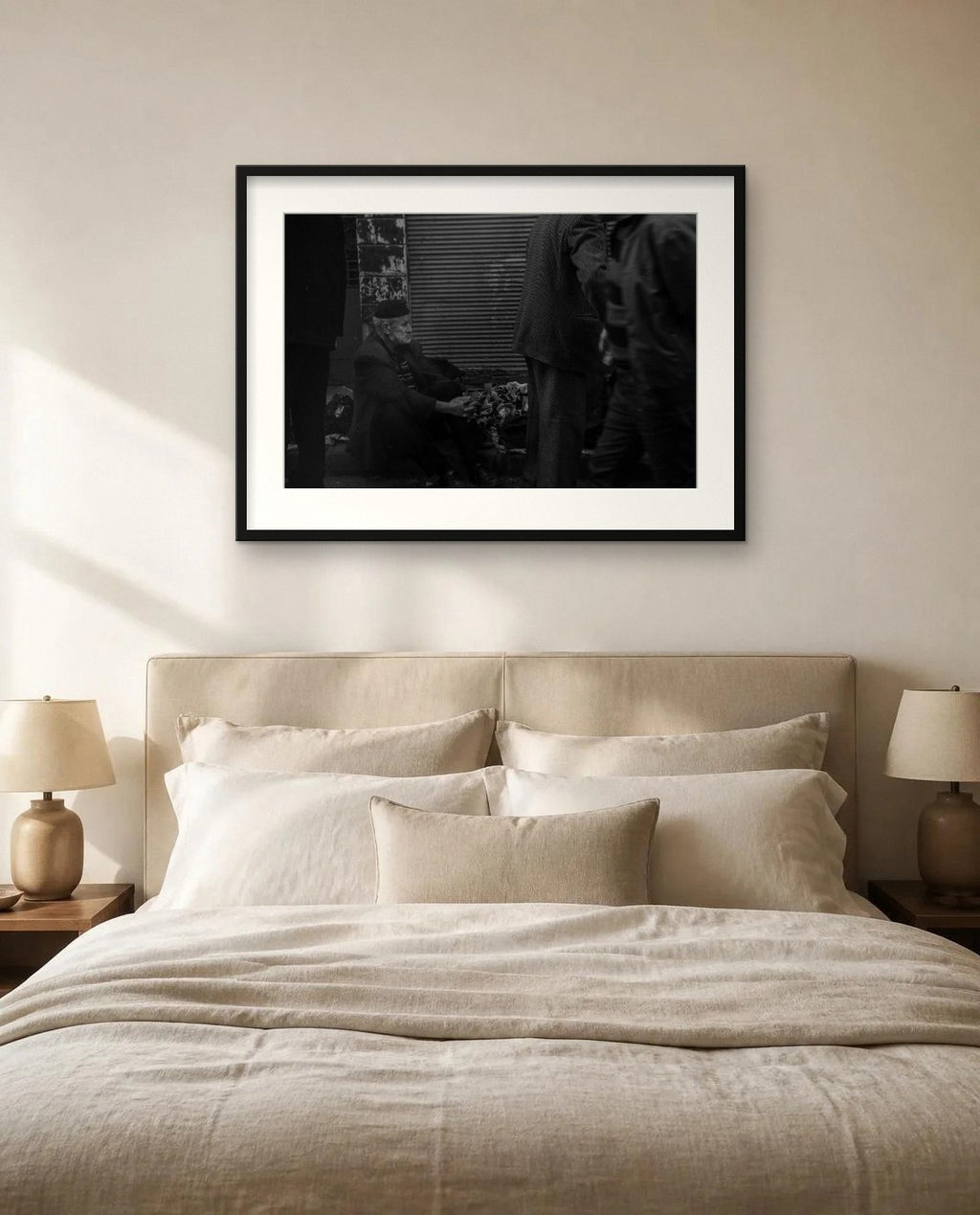Waiting — framed fine art print shown in a room (illustration; ships unframed)