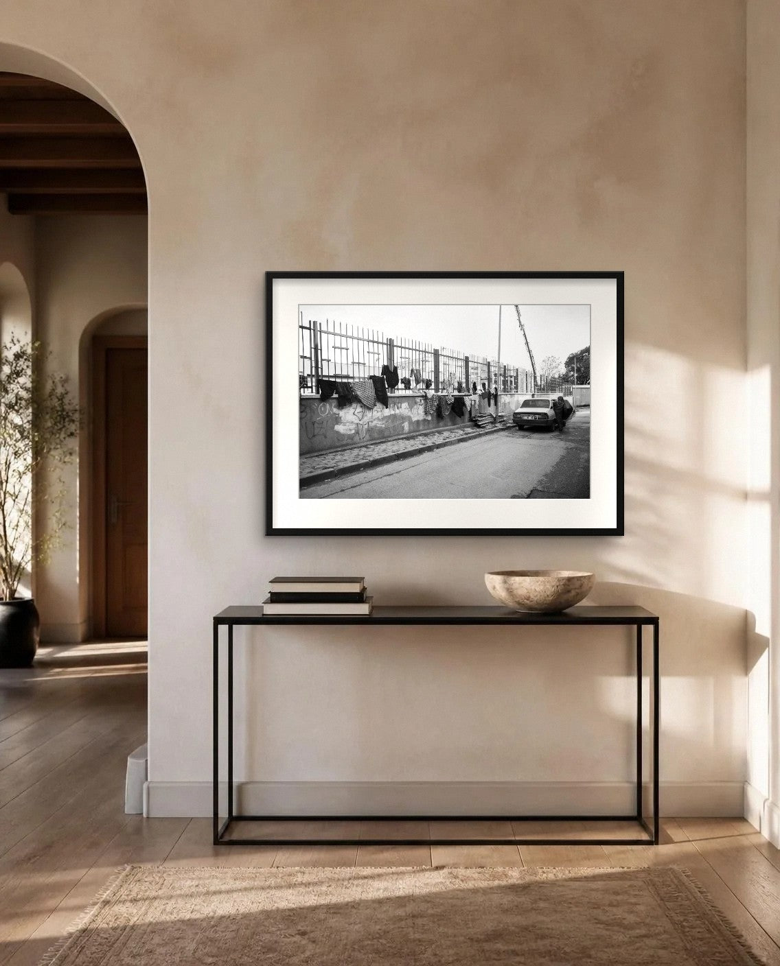 Iron Railings — framed fine art print shown in a room (illustration; ships unframed)