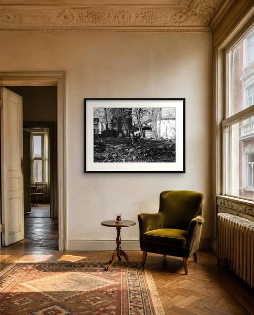 Among the Ruins — framed fine art print shown in a room (illustration; ships unframed)
