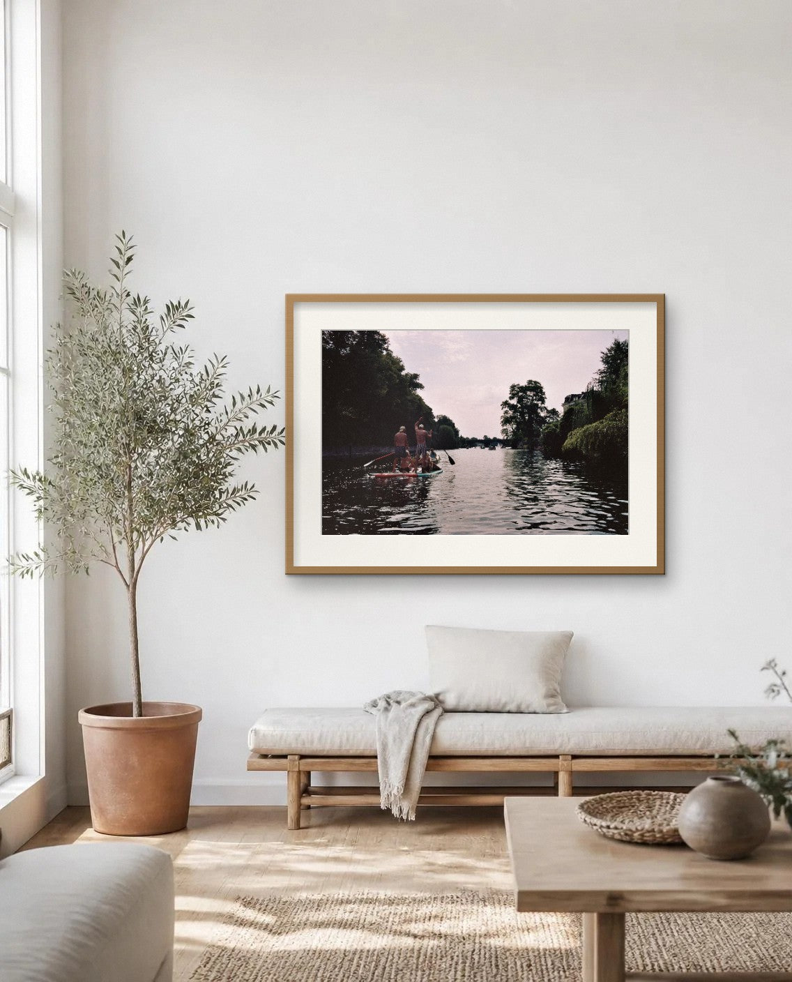 On the Canal — framed fine art print shown in a room (illustration; ships unframed)