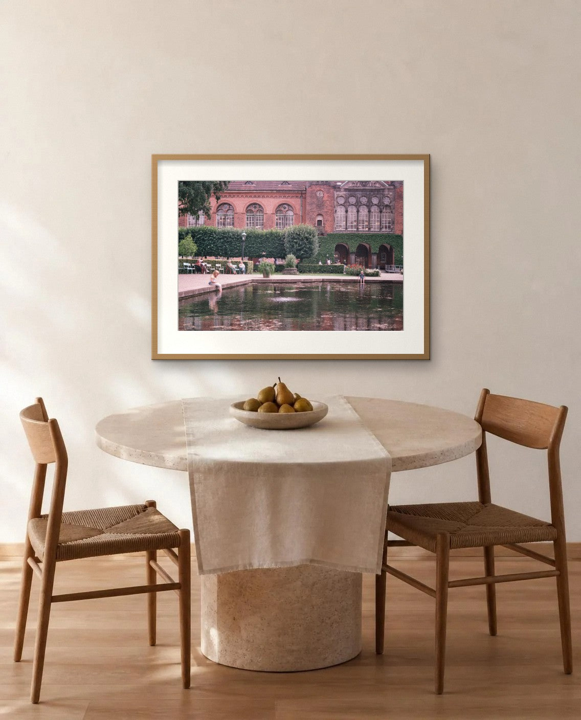 The Library Garden — framed fine art print shown in a room (illustration; ships unframed)