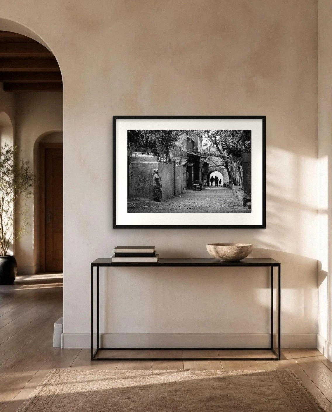 Light at the End of the Street — framed fine art print shown in a room (illustration; ships unframed)