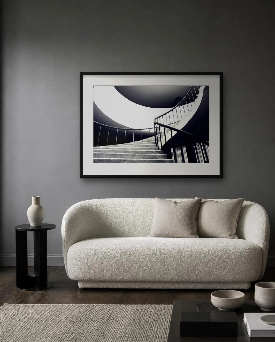 Spiral — framed fine art print shown in a room (illustration; ships unframed)