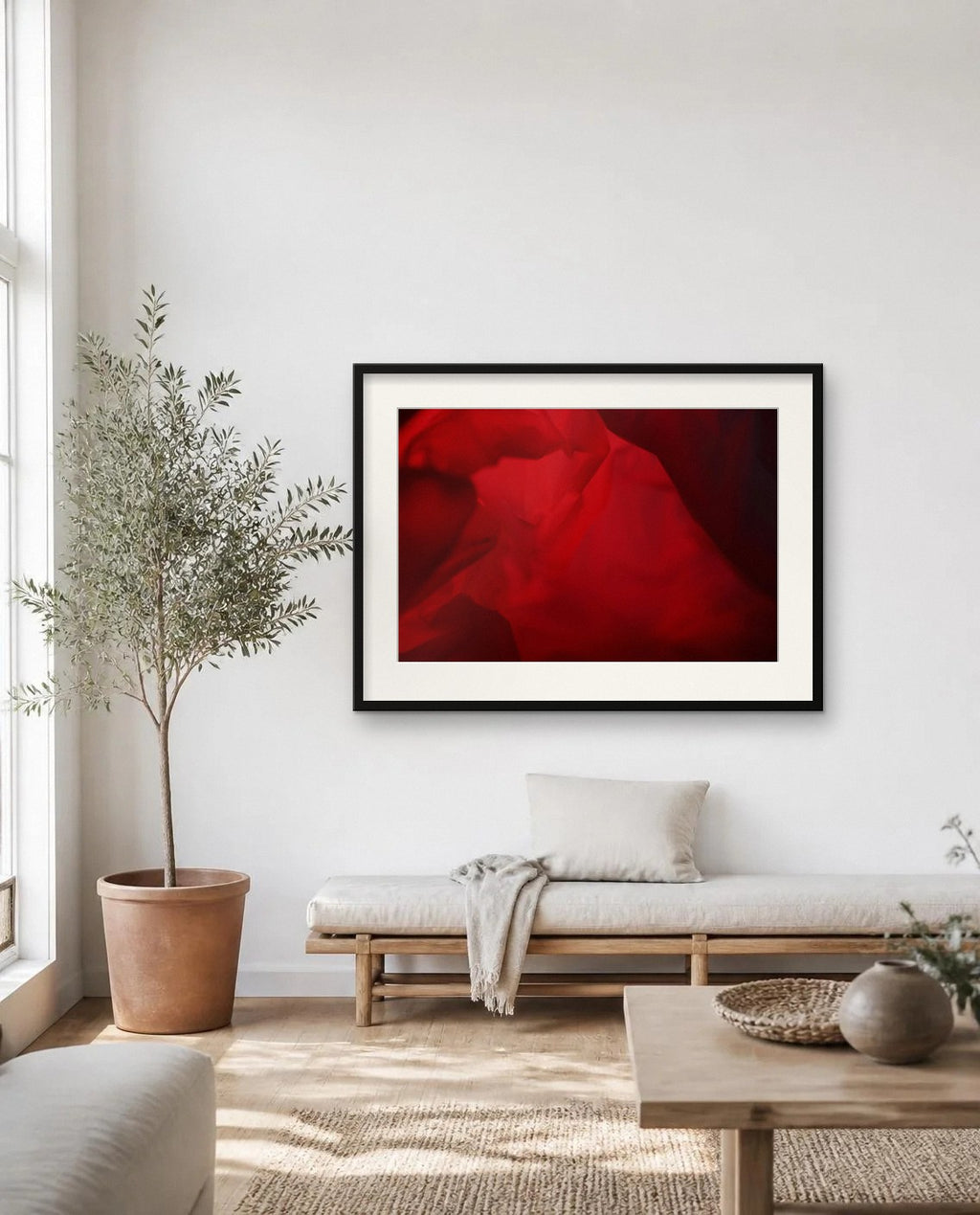 Narrow Hour — framed fine art print shown in a room (illustration; ships unframed)